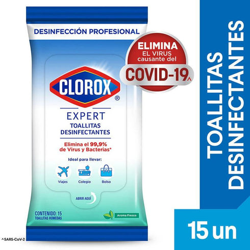 toallita desinfec clorox 15u
